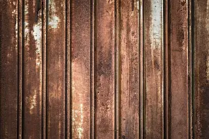 Deserted Window View Drucke: Front view of a shutter rusted