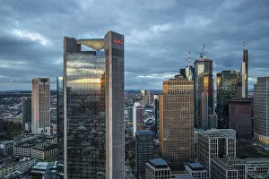 High Rise Building Germany Drucke: View of the skyline from a tower block in the evening