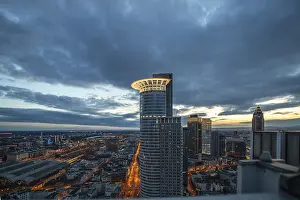 European Cityscape Drucke: View of the skyline from a tower block in the evening