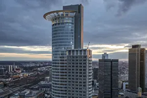 German Cityscape At Night Drucke: View of the skyline from a tower block in the evening
