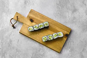 Balanced Diet Inspiration Drucke: Top view of small rolls with cucumber