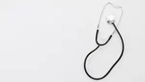 Healthcare Professional Image Drucke: Top view stethoscope with copys space