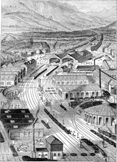 Deserted Railway Scene Drucke: View in a straight line a first class train and accessories