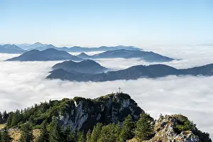 Cloudy Mountain Top View Drucke: View from the summit of Breitenstein to the summit of Bockstein