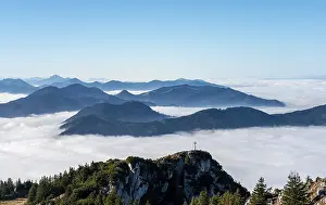 Cloudy Mountain Top View Drucke: View from the summit of Breitenstein to the summit of Bockstein