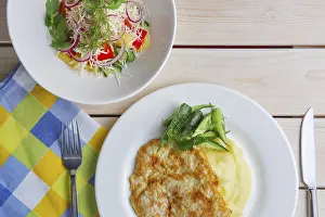 Gastronomy Images Drucke: Top view of table served for dinner