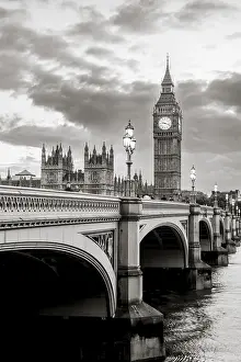 River Thames Landscape Drucke: View over the Thames, Westminster Bridge