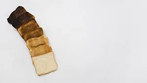 White Bread Nutrition Facts Drucke: Top view toasted bread arrangement