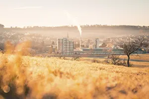 Southern Germany Cityscape Drucke: View of a town at dawn, fields in the foreground