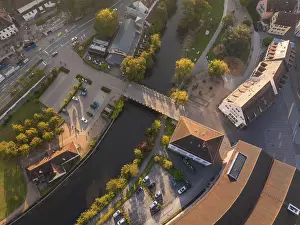 Empty Streets In Germany Drucke: View from above of a town with a river