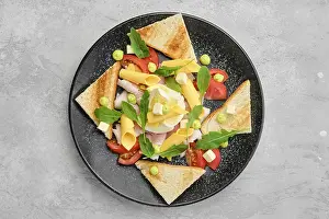 Gourmet Breakfast Ideas Drucke: Top view of triangular pieces of toast