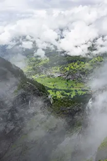Switzerland Alpine Landscape Drucke: View of the valley to Grindelwald