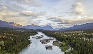 Icefields Parkway Drucke: View of a valley with river, Icefields Parkway