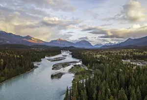 Jasper National Park Drucke: View of a valley with river, Icefields Parkway