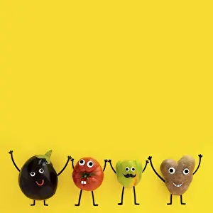 Top View Vegetables Drucke: Top view vegetables holding hands