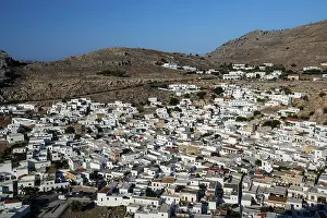 Abandoned Building In Greece Drucke: View, view from the Acropolis to Lindos