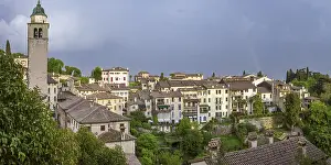 Deserted Church Tower Drucke: View of the village with rainbow