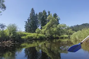 European River Views Drucke: View of the Vltava from a canoe