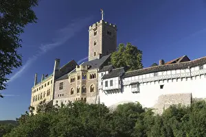 Medieval Fortification Drucke: View of Wartburg, Eisenach, Thuringia, Germany