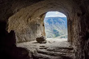 Abandoned Subway Station Drucke: View thru the window of cave monastery