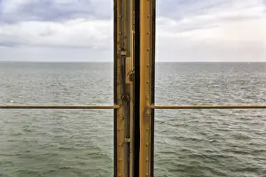 Autumn Mood In Northern Germany Drucke: View through window, door on a ferry