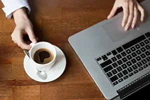 Modern Office Architecture Style Drucke: Top view working time with laptop