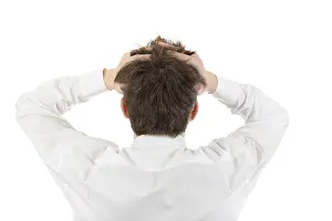 White Background Portrait Drucke: Back View of the Young Man Head