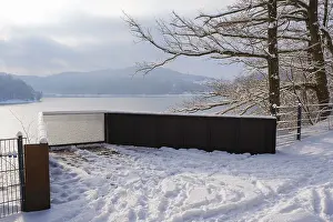 North Rhine Westphalia Winter Scene Drucke: Viewing platform at the Hennesee
