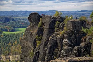 Saxon Switzerland Drucke: Viewing platform on the Lilienstein