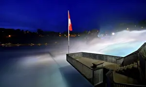 European Evening Atmosphere Drucke: Viewing platform at the Rheinfall