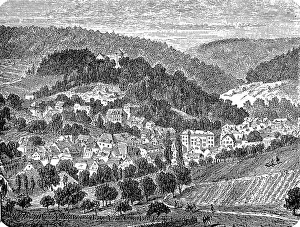 Historic German Village Scene Drucke: The village of Sonneberg in Thuringia
