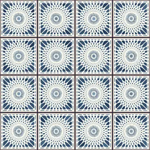 Monochromes Kunstwerk Drucke: Antike Keramikfliesen-Vektormuster