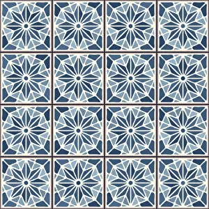 Mosaic Pattern Design Drucke: Vintage ceramic tiles vector pattern