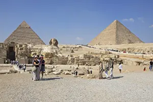 Ancient Egyptian Statues Drucke: Visitors at the Sphinx and the Pyramids
