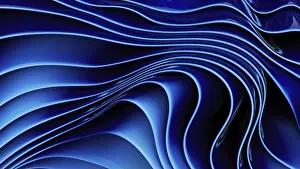 Dark Background Design Drucke: Vivid abstract blue waves create a dynamic flowing pattern