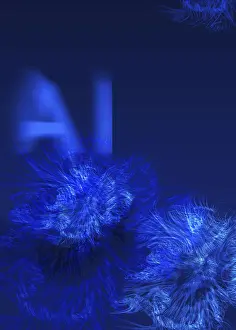 Artificial Intelligence Theme Drucke: A vividly dynamic digital background in blue