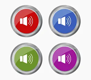 White Background Symbol Drucke: Volume button icon illustrated in vector on white background
