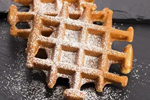 Food Photography Spring Theme Drucke: Waffles with sugar