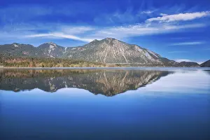 Alpine Lake Scenery Drucke: Walchensee reflection in the morning light