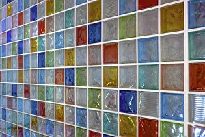 European Deserted Landscapes Drucke: Wall with colored glass blocks