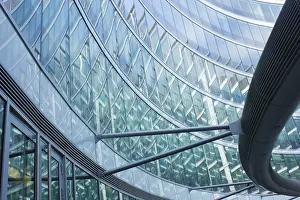 Architectural Style Photography Drucke: Wall of modern class and iron building