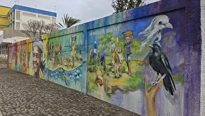 Landschaftsmalerei Drucke: Wandmalerei, Graffitti mit Naturmotiven.