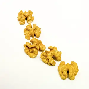 Deserted Walnut Scene Drucke: Walnuts on white background