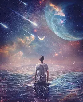 Starry Night Sky Drucke: Wandering in the ocean of space