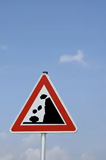 Road Safety Warning Signs Drucke: Warning sign Caution: falling rocks