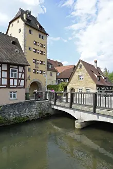 Historic City Gate Germany Drucke: Wassertor, Hersbruck, Pegnitz Valley