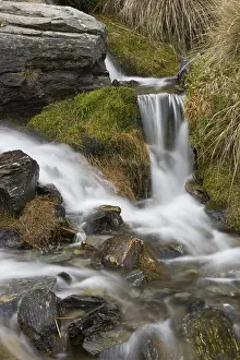 No People Waterfront Scene Drucke: Water flows over rocks at the Remarkables
