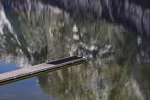 Upper Austria Scenery Drucke: Water reflection with bathing jetty