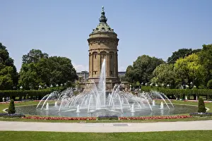Mannheim Water Tower Drucke: Water Tower, Friedrichsplatz square