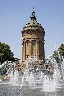 Baden Wurttemberg Landmark Drucke: Water Tower, Friedrichsplatz square